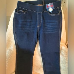 Dark blue stretch waist jeans